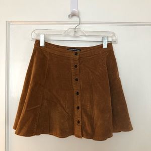 Brandy Melville Tan Corduroy Button-Up Skirt